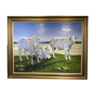 Oil On Canvas By John Fitzgerald Cattle On Omey Island Connemara