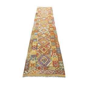 Fine Caucasian Flat Weave Runner Decorated with 12 Medallions, Vegetable Dye