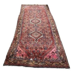 Hand Made Persian Rug , Red & Pink All Over Ground, Navy Border